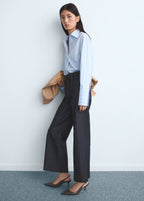 High Waisted Culotte Jeans With Stitching