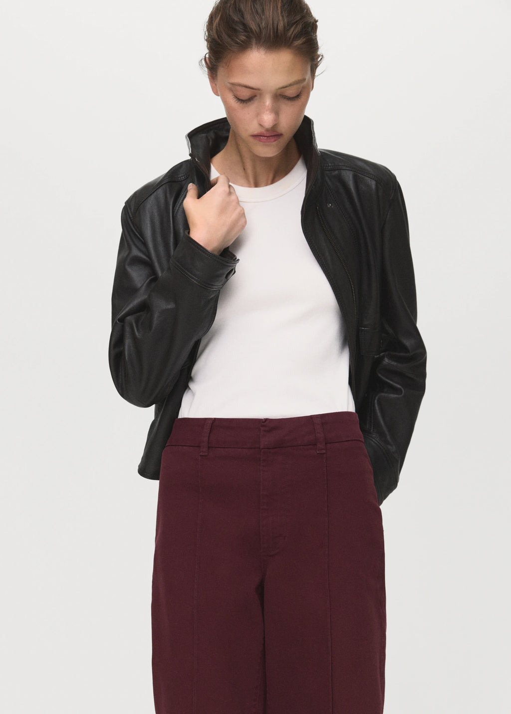 High Waisted Wide Leg Jeans With Stitching