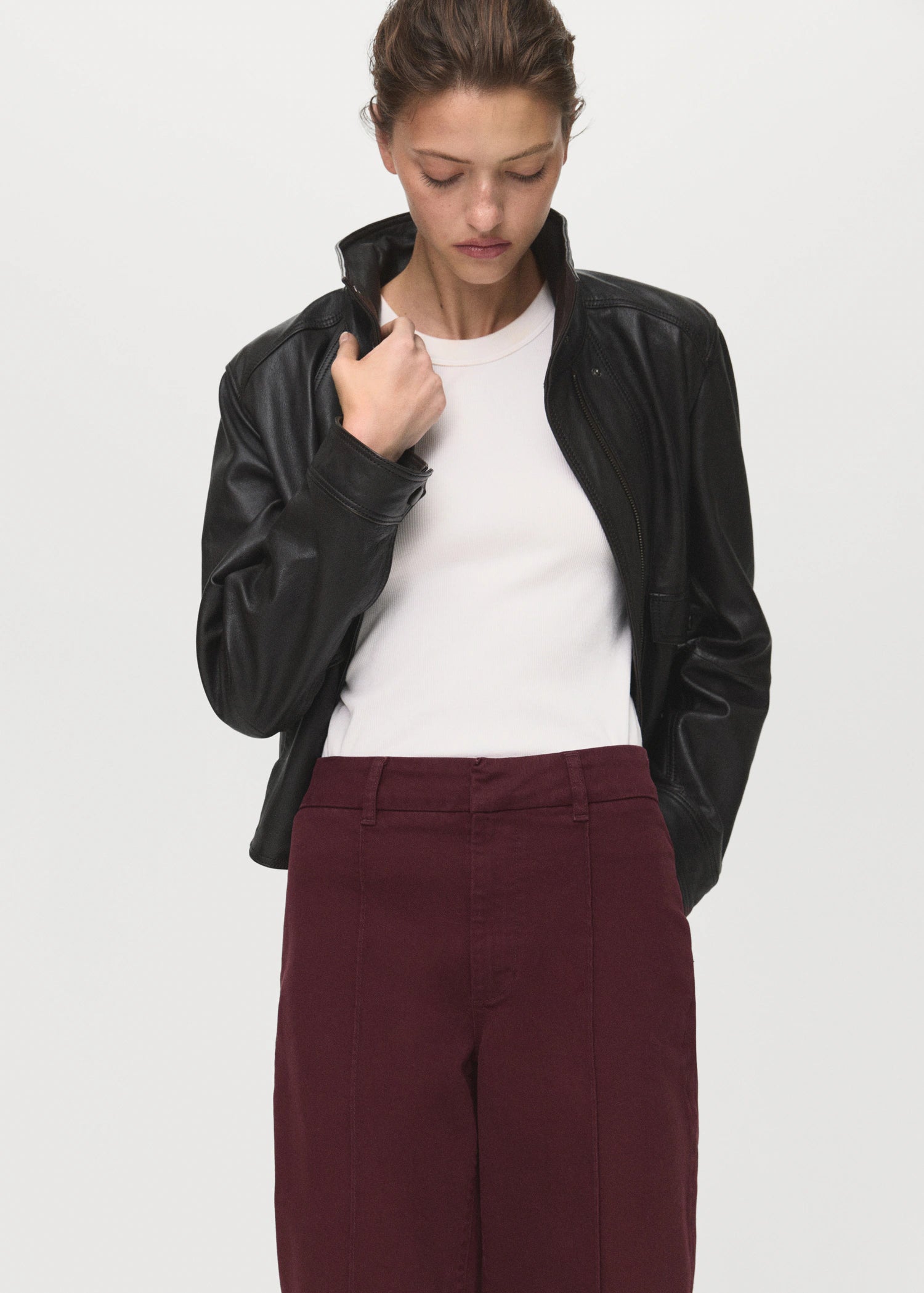 High Waisted Wide Leg Jeans With Stitching