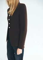 Jacket With Jewel Button Strip Collar