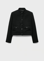 Jacket With Jewel Button Strip Collar
