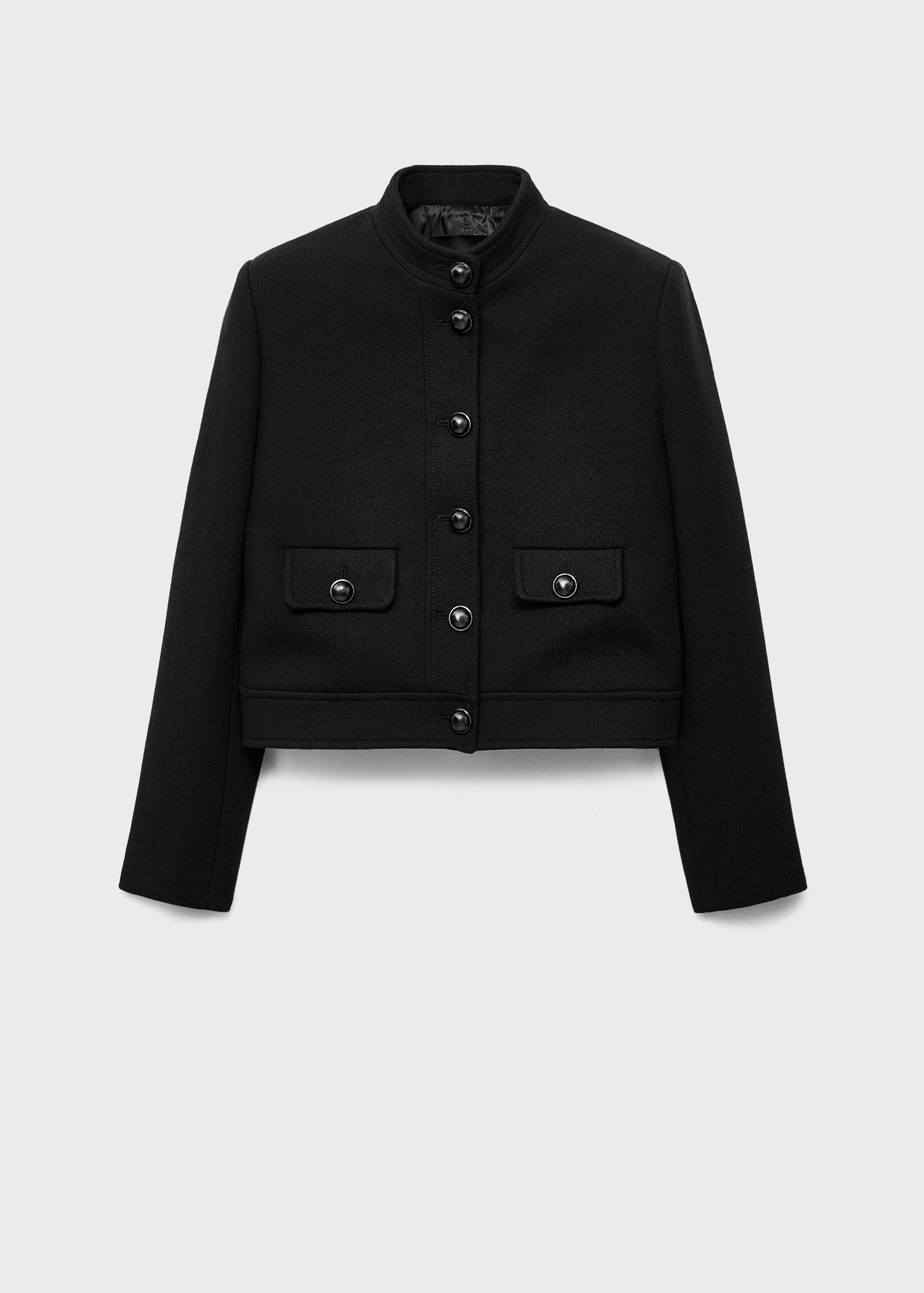 Jacket With Jewel Button Strip Collar