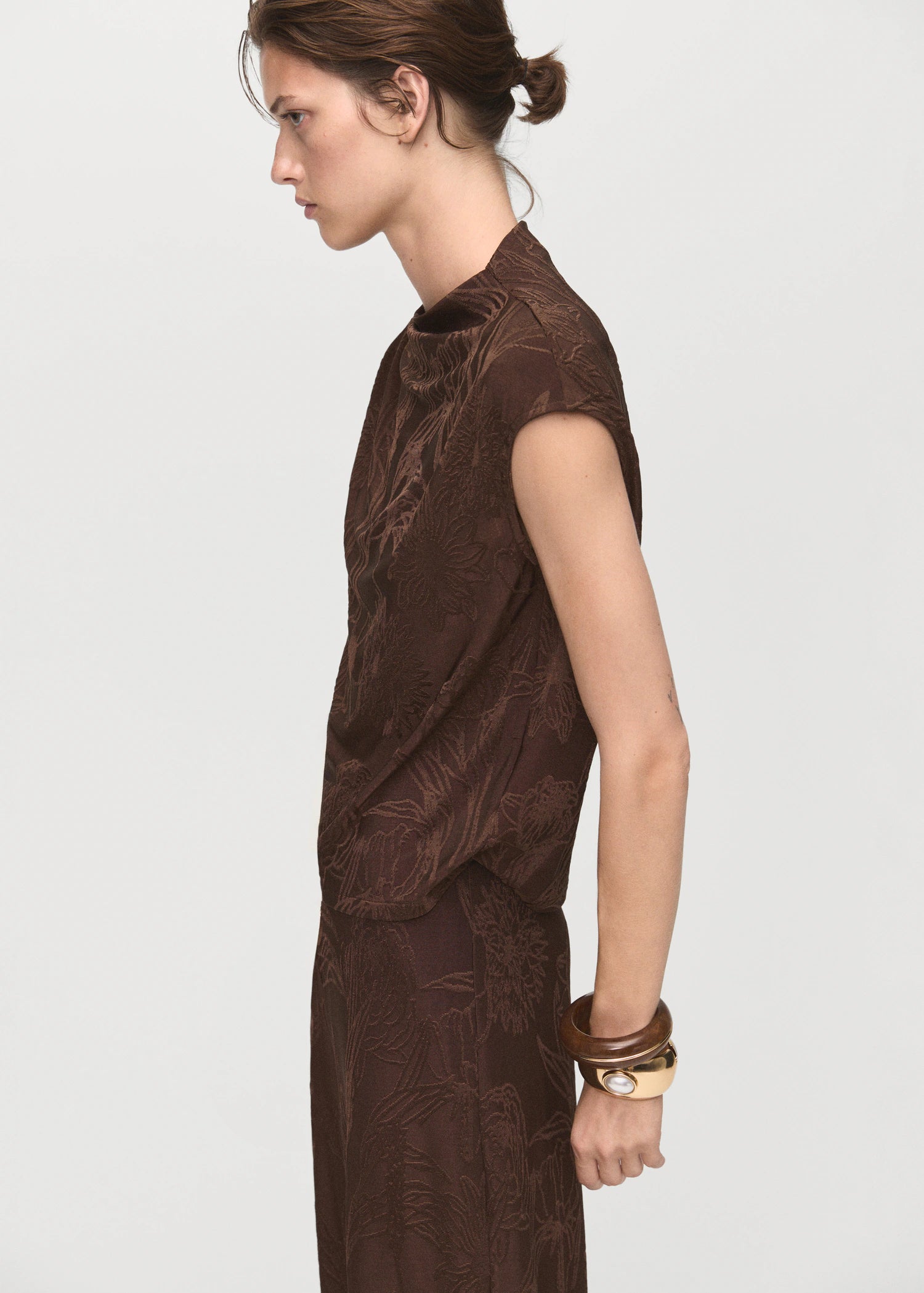 Jacquard Floral Print Top