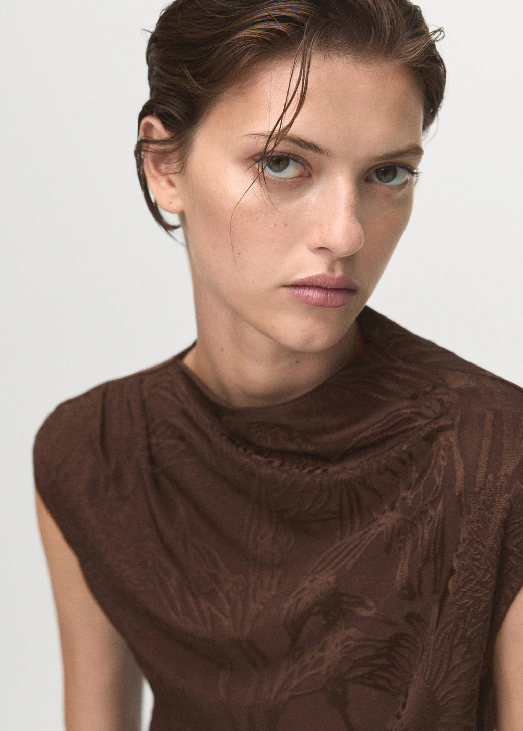 Jacquard Floral Print Top