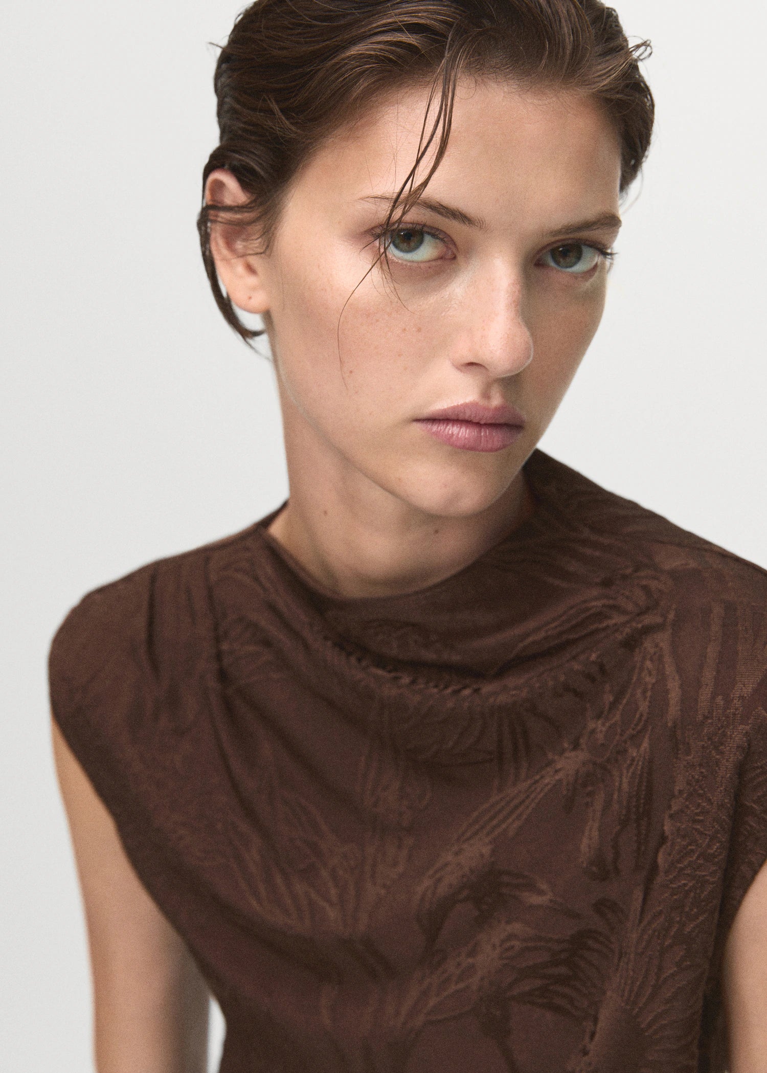 Jacquard Floral Print Top