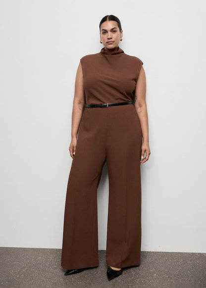 Jumpsuit With Draped Neck And Belt