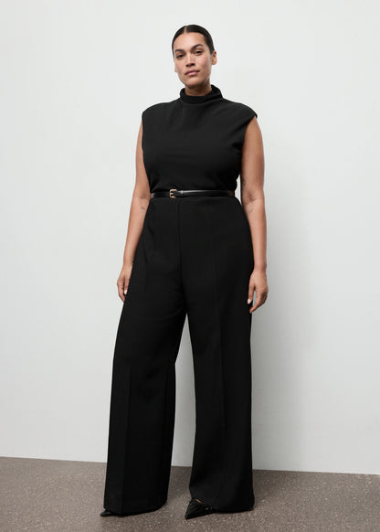 Jumpsuit With Draped Neck And Belt