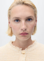 Knitted Cardigan With Frayed Ends