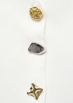 Knitted Cardigan With Jewel Button