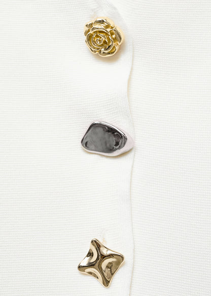 Knitted Cardigan With Jewel Button