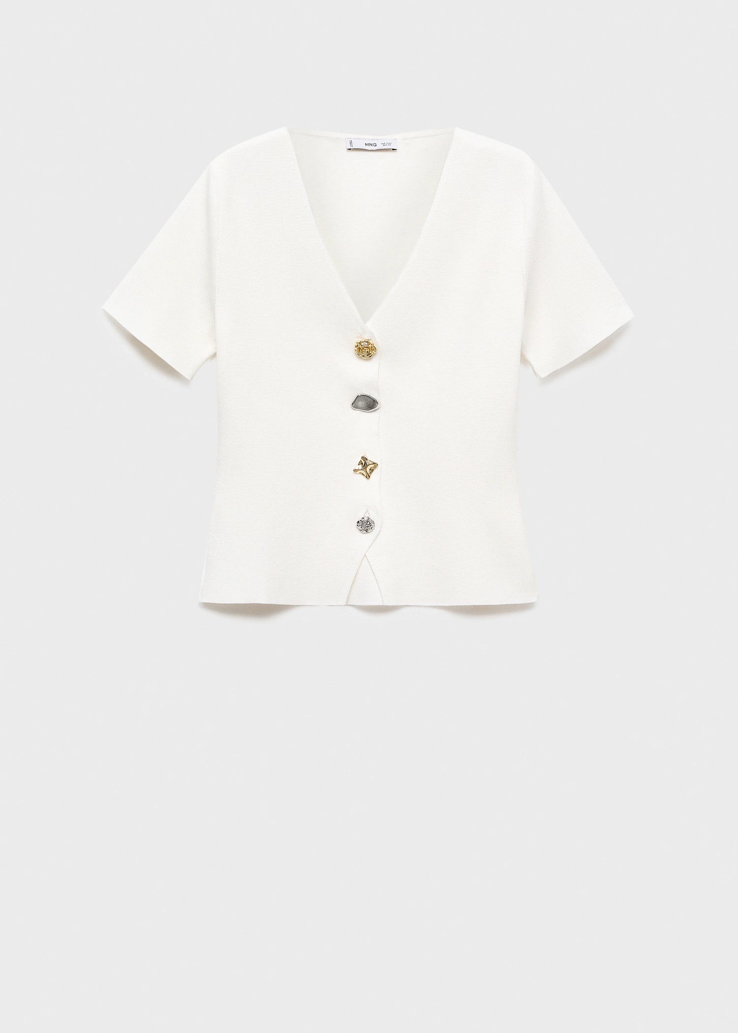 Knitted Cardigan With Jewel Button