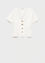 Knitted Cardigan With Jewel Button