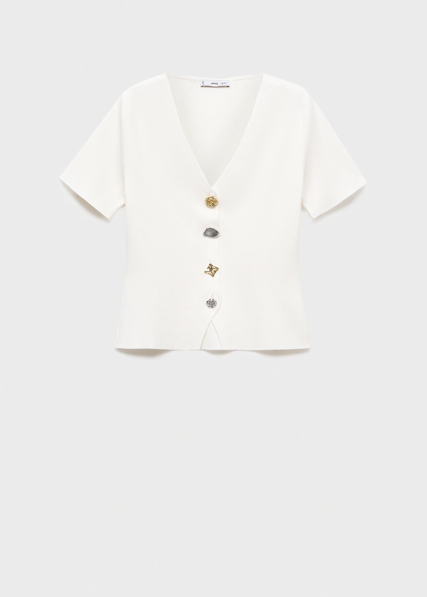 Knitted Cardigan With Jewel Button