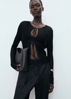 Knitted Cardigan With Ties