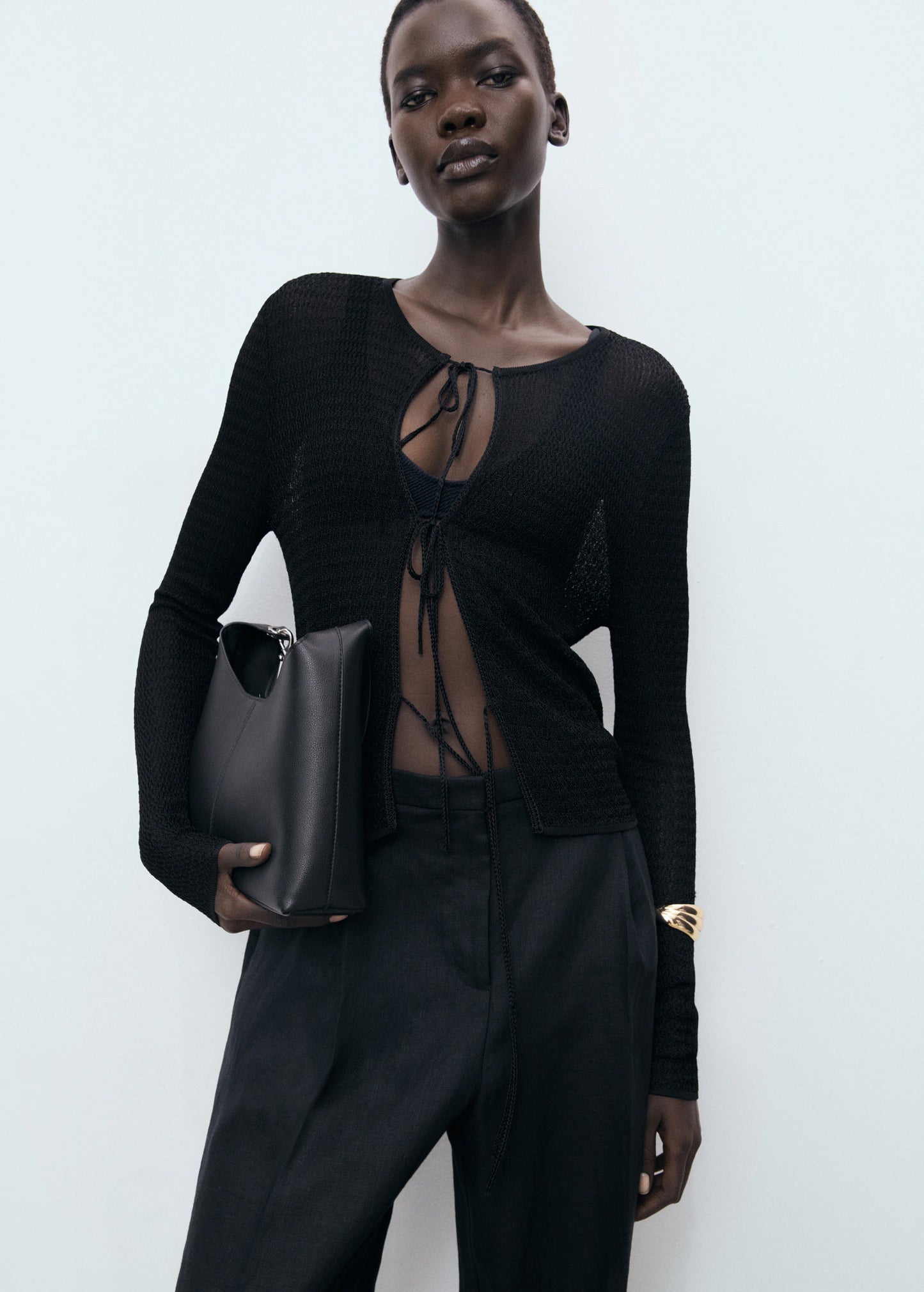 Knitted Cardigan With Ties