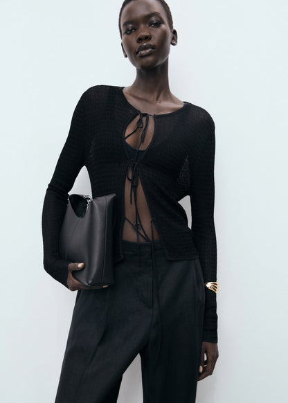 Knitted Cardigan With Ties