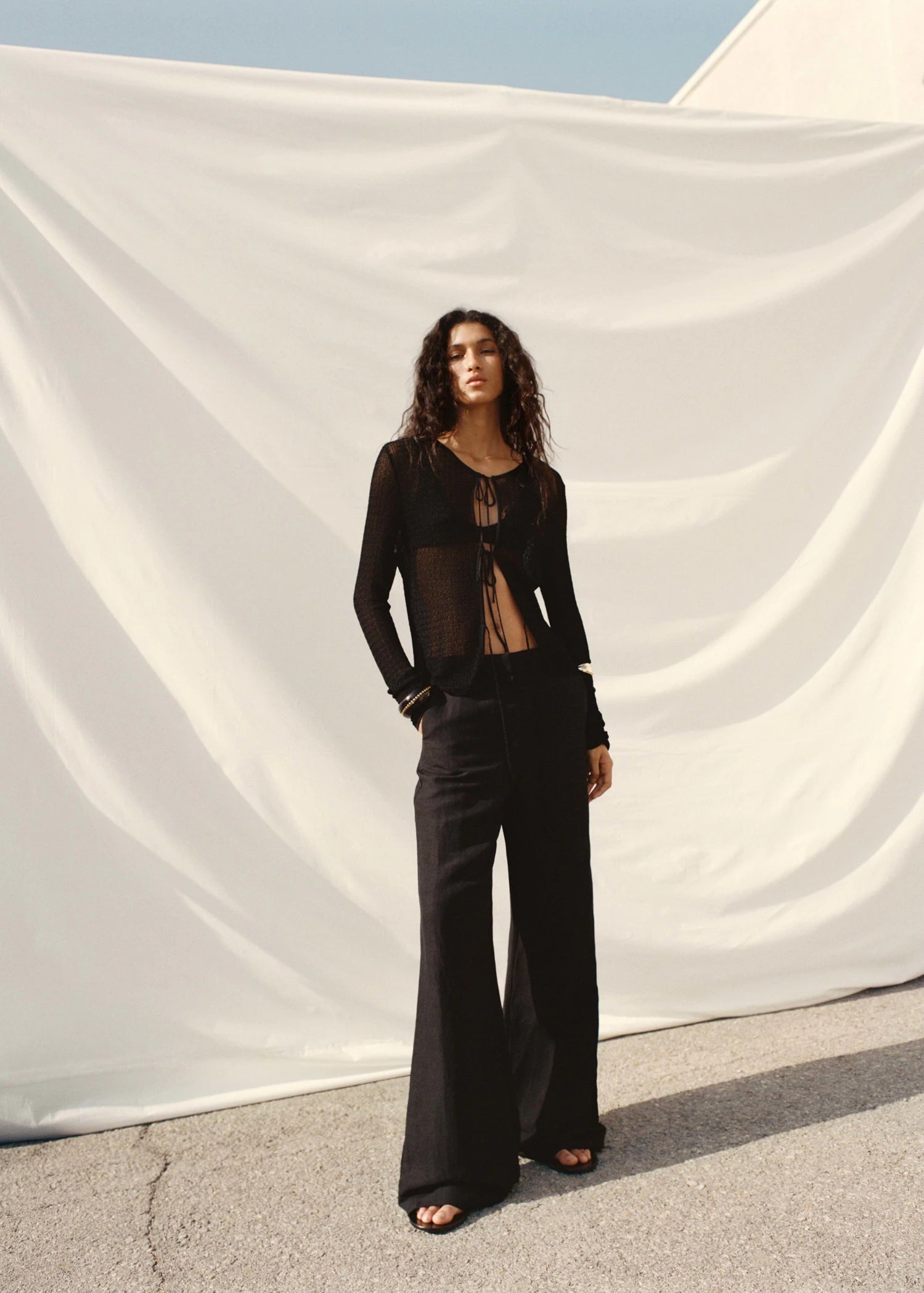 Knitted Cardigan With Ties