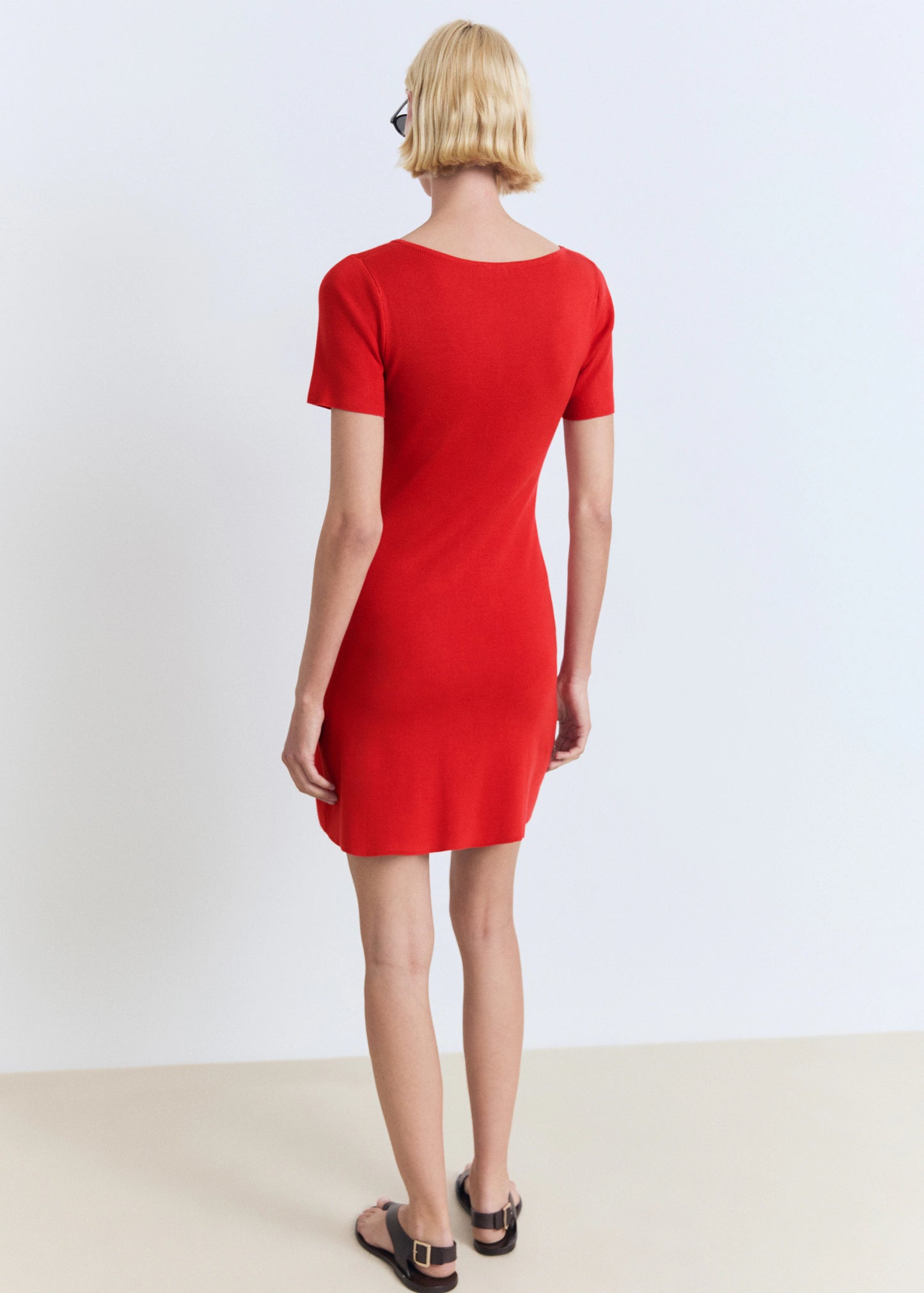 Knitted Dress With Bow Neckline