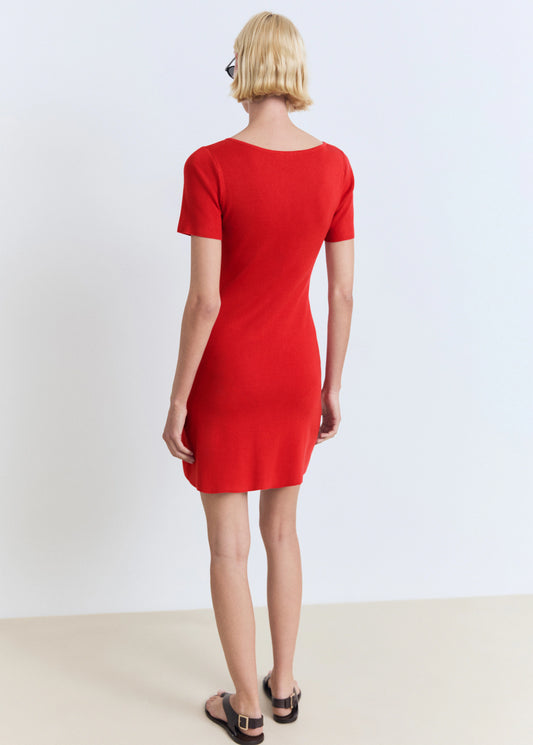 Knitted Dress With Bow Neckline