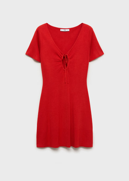 Knitted Dress With Bow Neckline