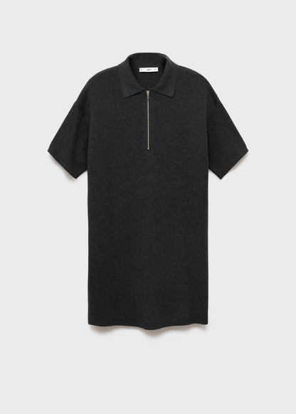 Knitted Dress With Polo Neck