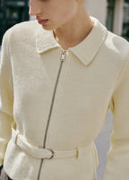 Knitted Jacket With Belt And Buckle