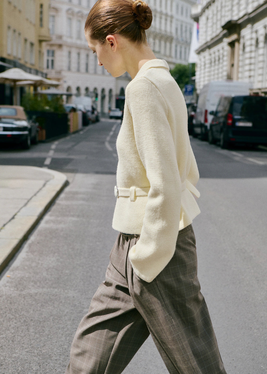 Knitted Jacket With Belt And Buckle