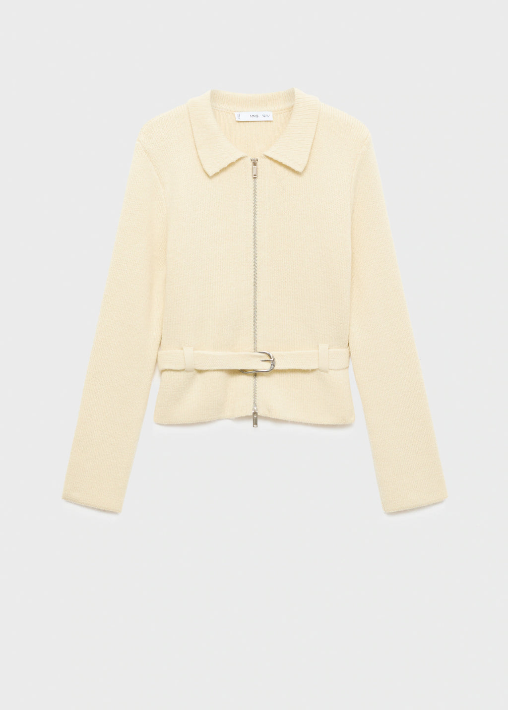 Knitted Jacket With Belt And Buckle