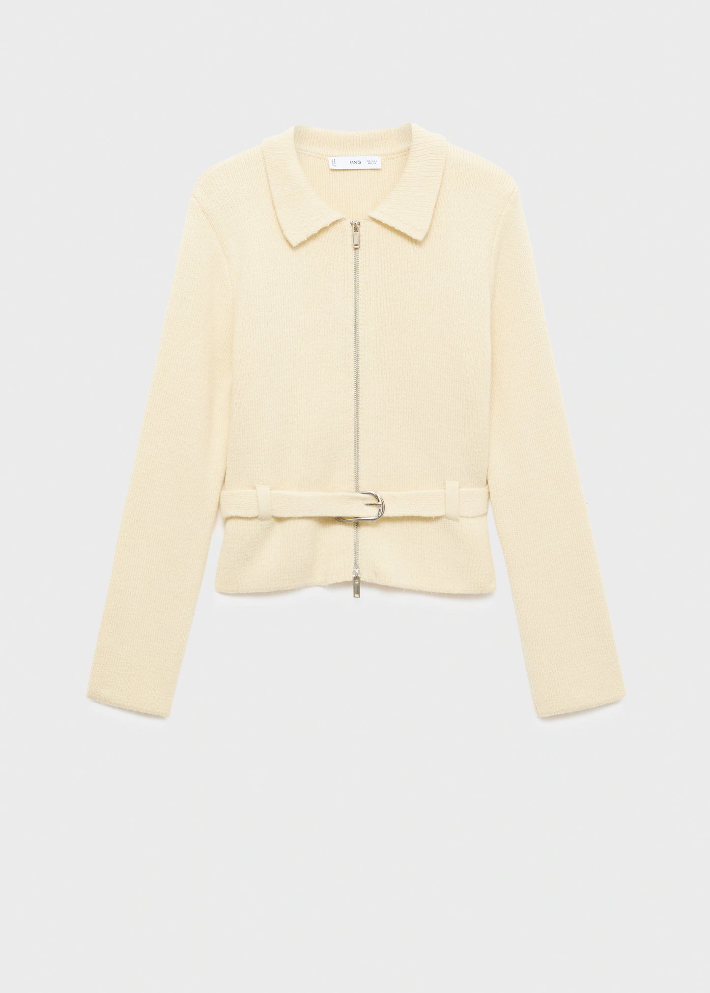 Knitted Jacket With Belt And Buckle