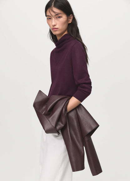 Knitted Sweater With Draped Neck