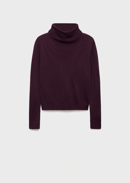 Knitted Sweater With Draped Neck