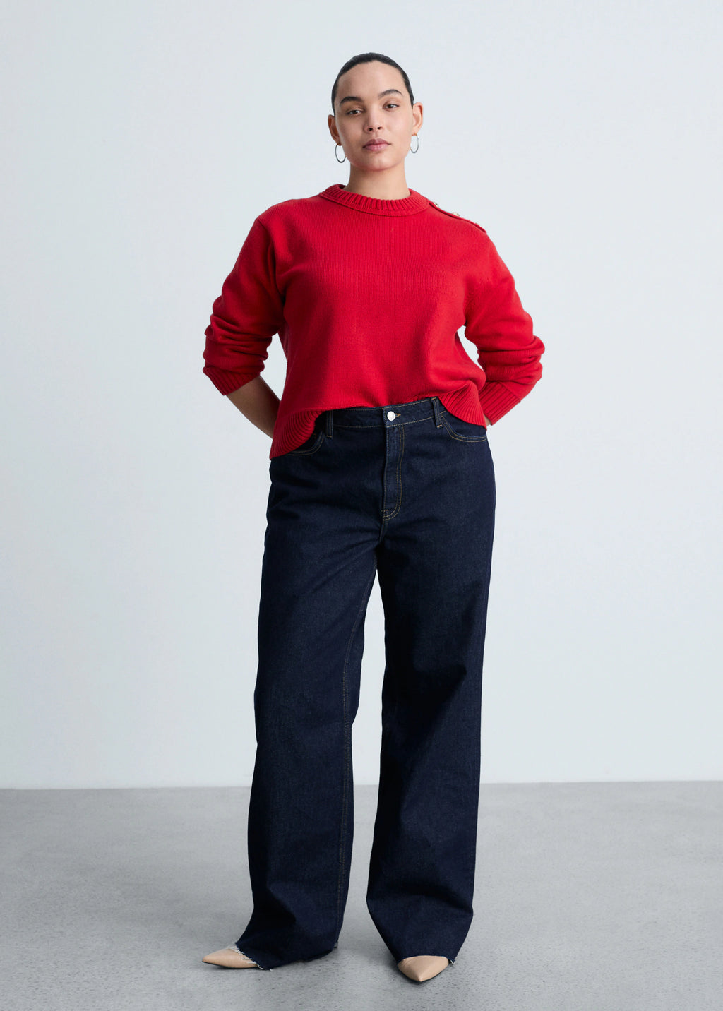 Knitted Sweater With Jewel Buttons