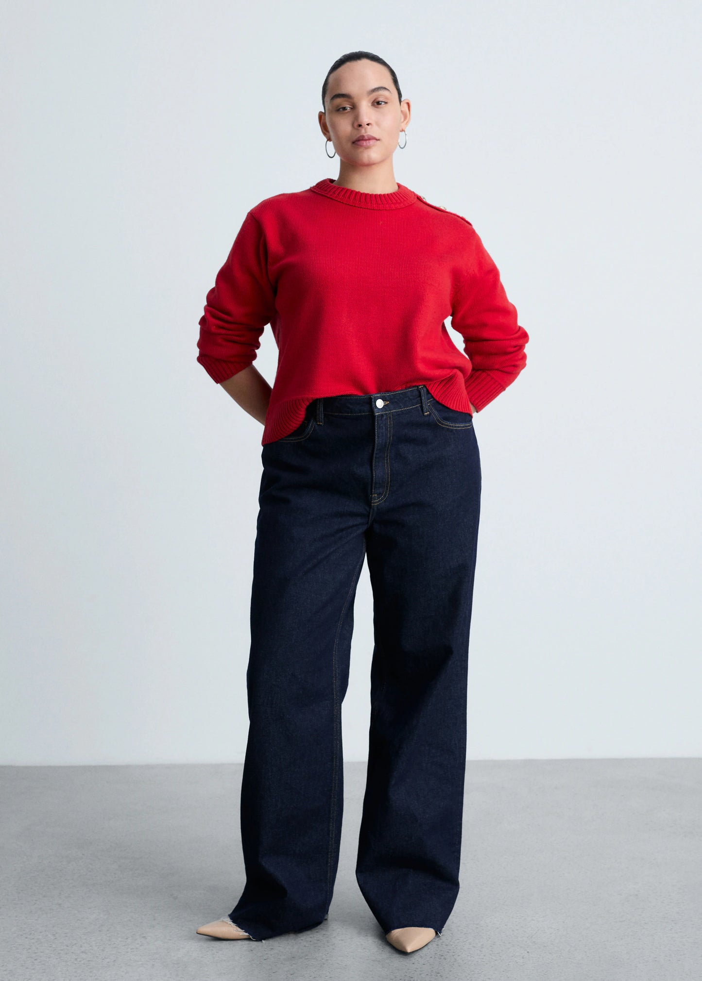 Knitted Sweater With Jewel Buttons