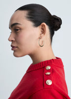 Knitted Sweater With Jewel Buttons