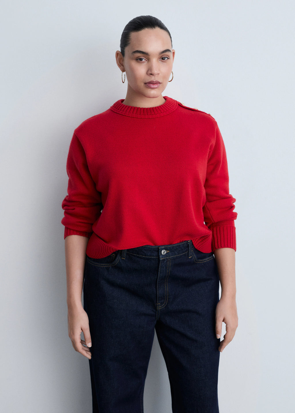Knitted Sweater With Jewel Buttons