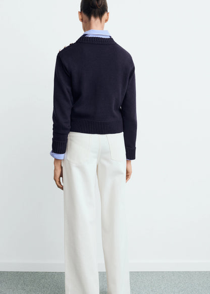Knitted Sweater With Jewel Buttons