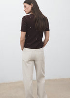 Knitted Sweater With Rhinestones