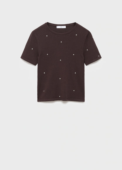 Knitted Sweater With Rhinestones