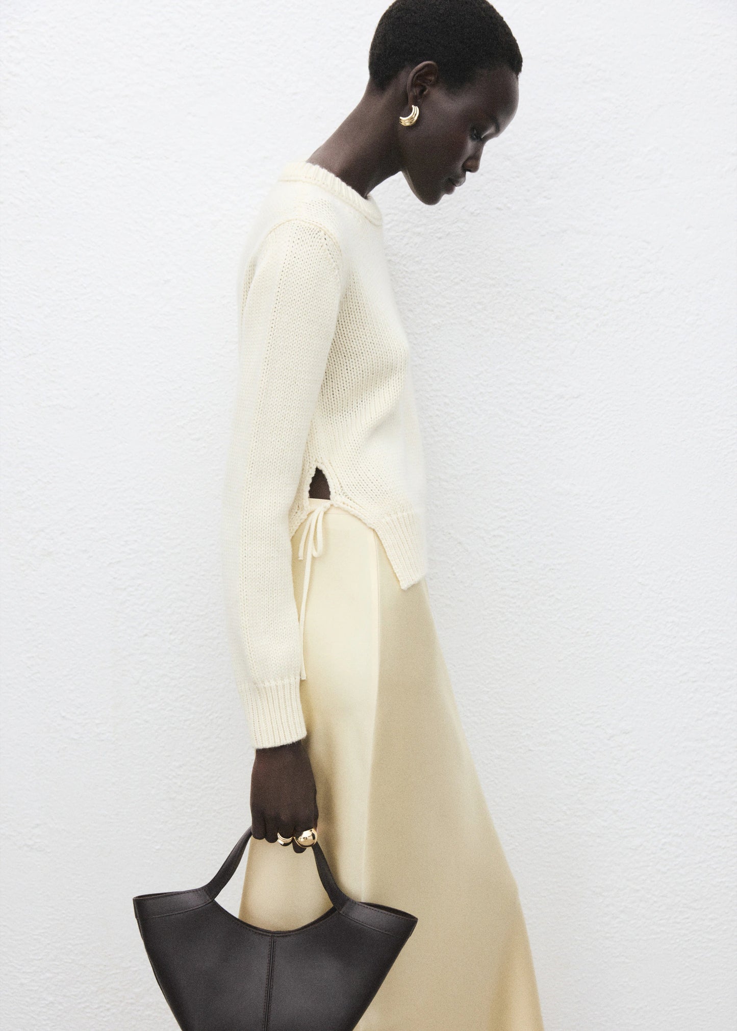 Knitted Sweater With Tie Slits