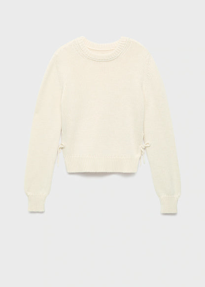 Knitted Sweater With Tie Slits