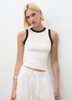 Knitted Top With Contrasting Piping