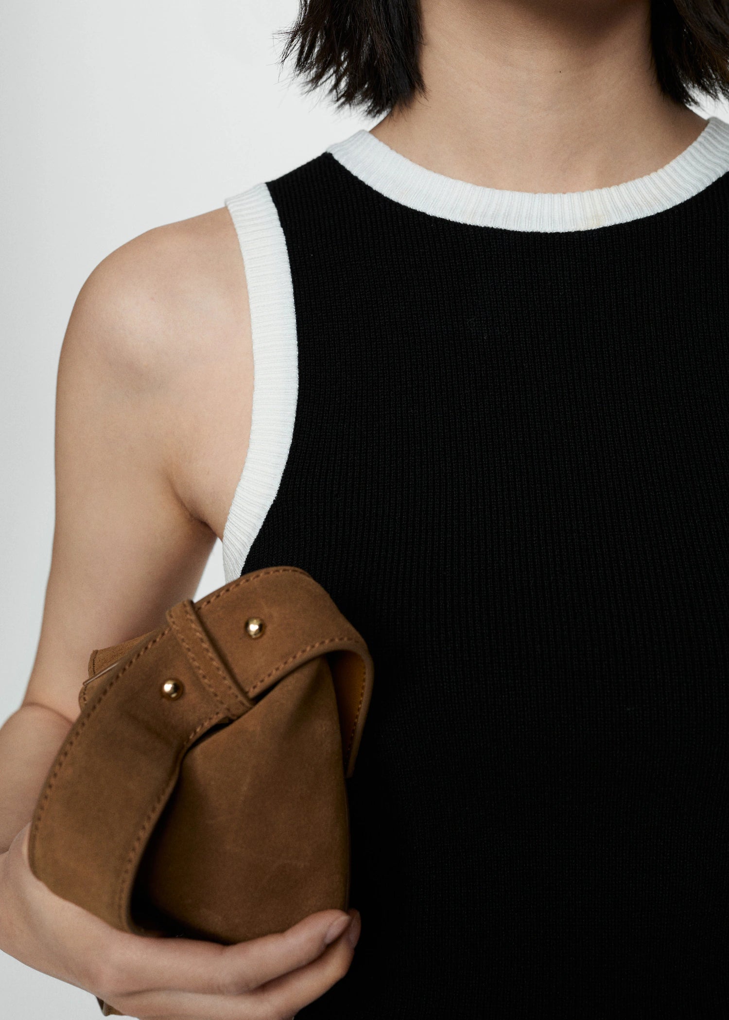 Knitted Top With Contrasting Piping
