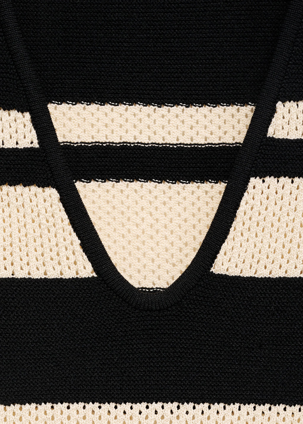 Knitted V Neck Top With Stripes