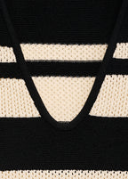 Knitted V Neck Top With Stripes