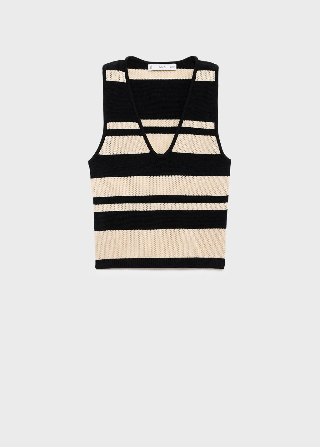 Knitted V Neck Top With Stripes
