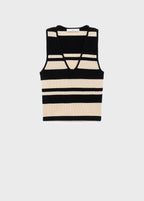 Knitted V Neck Top With Stripes
