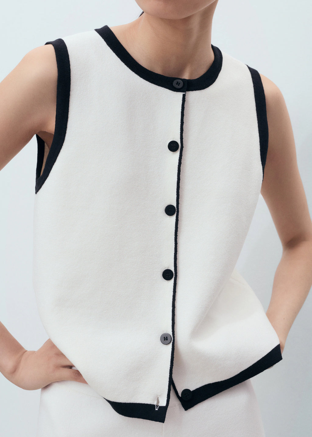 Knitted Waistcoat With Contrast Detail