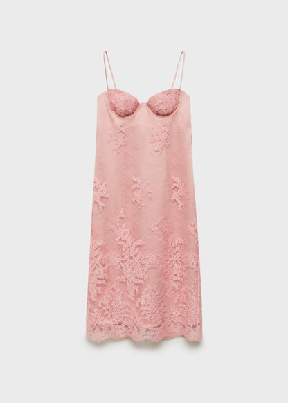 Lace Dress With Structured Neckline