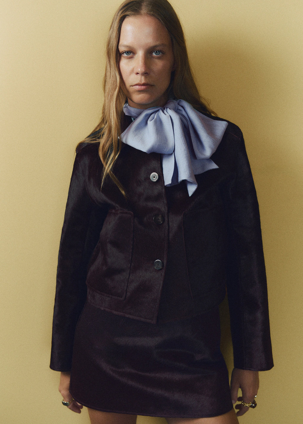 Leather And Fur Effect Mini Skirt