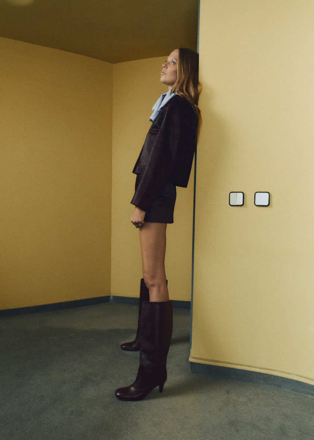 Leather And Fur Effect Mini Skirt